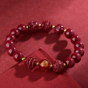 Buddha Stones Chinese Zodiac Cinnabar Keep Away Evil Spirits Blessing Bracelet