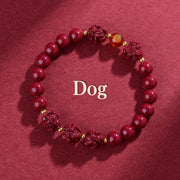 Buddha Stones Chinese Zodiac Cinnabar Keep Away Evil Spirits Blessing Bracelet Bracelet BS Dog Cinnabar(12mm)