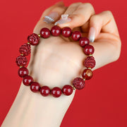 Buddha Stones Chinese Zodiac Cinnabar Keep Away Evil Spirits Blessing Bracelet Bracelet BS 21