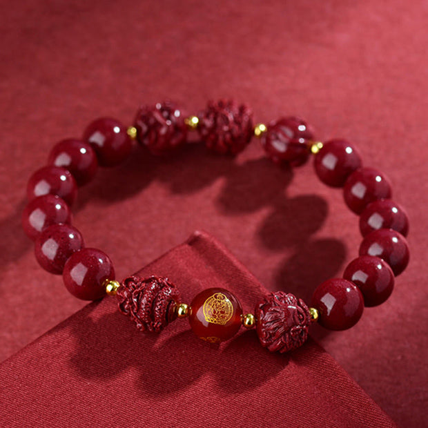 Buddha Stones Chinese Zodiac Cinnabar Keep Away Evil Spirits Blessing Bracelet Bracelet BS 20