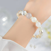 Buddha Stones White Agate Pearl 18 Beads Balance Luck Bracelet Bracelet BS 5