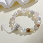 Buddha Stones White Agate Pearl 18 Beads Balance Luck Bracelet Bracelet BS 1