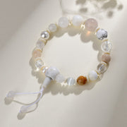 Buddha Stones White Agate Pearl 18 Beads Balance Luck Bracelet Bracelet BS Beads(9-14mm)