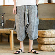 Buddha Stones Plain Design Drawstring Men's Cropped Pants With Pockets Men's Pants BS 12