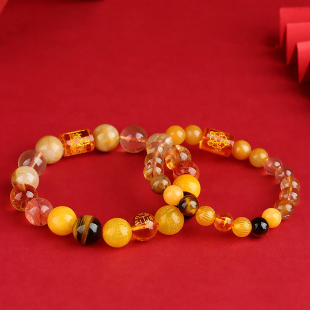 Buddha Stones Five Elements God Of Wealth Various Crystal Agate Wealth Luck Bracelet Bracelet BS 11