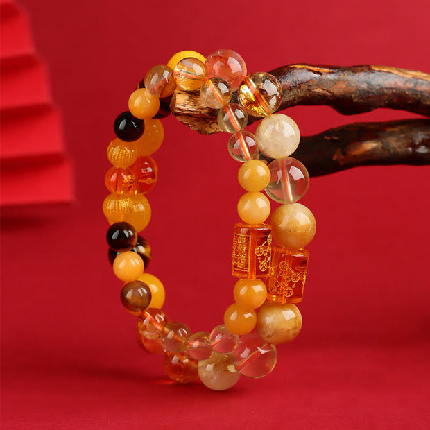 Buddha Stones Five Elements God Of Wealth Various Crystal Agate Wealth Luck Bracelet Bracelet BS 12