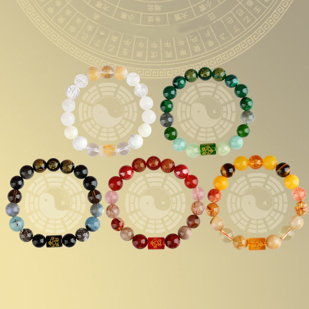 Buddha Stones Five Elements God Of Wealth Various Crystal Agate Wealth Luck Bracelet Bracelet BS 13