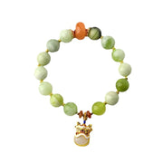 Buddha Stones Natural Jade Dancing Lion Charm Prosperity Luck Bracelet Bracelet BS 7