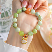 Buddha Stones Natural Jade Dancing Lion Charm Prosperity Luck Bracelet Bracelet BS 4