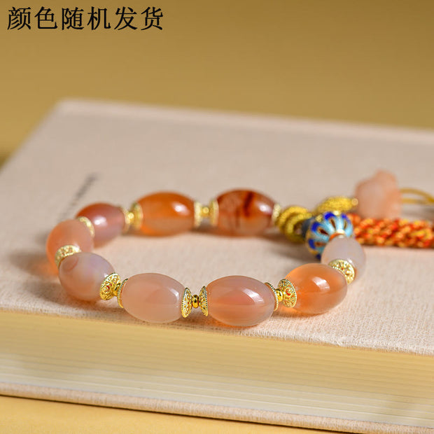 Buddha Stones Tibetan White Jade Agate Strength Confidence Bracelet Bracelet BS 3