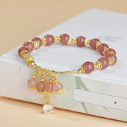 Buddha Stones Natural Strawberry Quartz Crystal Zircon Healing Positive Bracelet