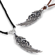 Buddha Stones 925 Sterling Silver Auspicious Clouds Wing Cotton Rope Deerskin Rope Necklace Pendant Necklaces & Pendants BS 10