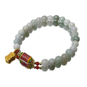 Buddha Stones Tibetan Natural Jade Fu Character Prayer Wheel Prosperity Abundance Bracelet Bracelet BS 8