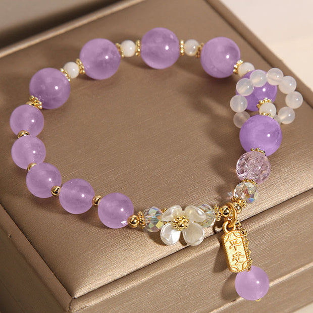 FREE Today: Wish You Peace and Happiness Blue Crystal Amethyst Flower Bracelet