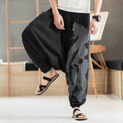 Buddha Stones Simple Summer Calligraphy Cotton Men's Harem Pants With Pockets Men's Harem Pants BS 5