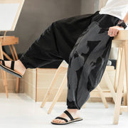 Buddha Stones Simple Summer Calligraphy Cotton Men's Harem Pants With Pockets Men's Harem Pants BS 6