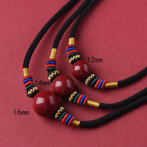 Buddha Stones Cinnabar Lucky Bead Keep Away Evil Spirits Necklace Pendant Necklaces & Pendants BS Cinnabar(16mm)