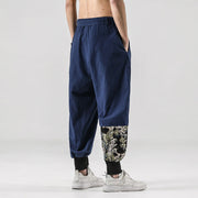 Buddha Stones Ocean Waves Lace-up Cotton Men's Harem Pants With Pockets Men's Harem Pants BS 31