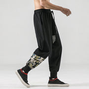 Buddha Stones Ocean Waves Lace-up Cotton Men's Harem Pants With Pockets Men's Harem Pants BS 5