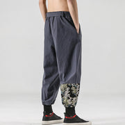 Buddha Stones Ocean Waves Lace-up Cotton Men's Harem Pants With Pockets Men's Harem Pants BS 23