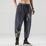 Buddha Stones Ocean Waves Lace-up Cotton Men's Harem Pants With Pockets Men's Harem Pants BS 27