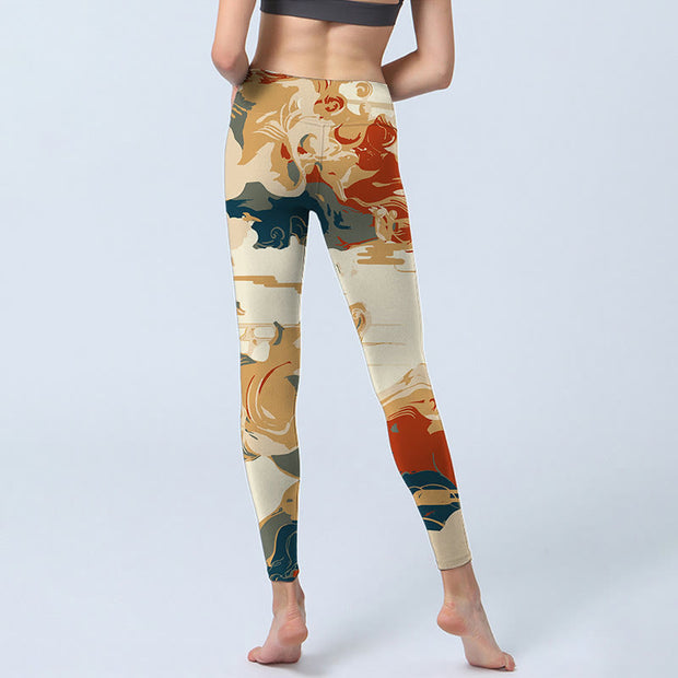 Buddha Stones Colorful Clouds Print Fitness Leggings Women's Yoga Pants