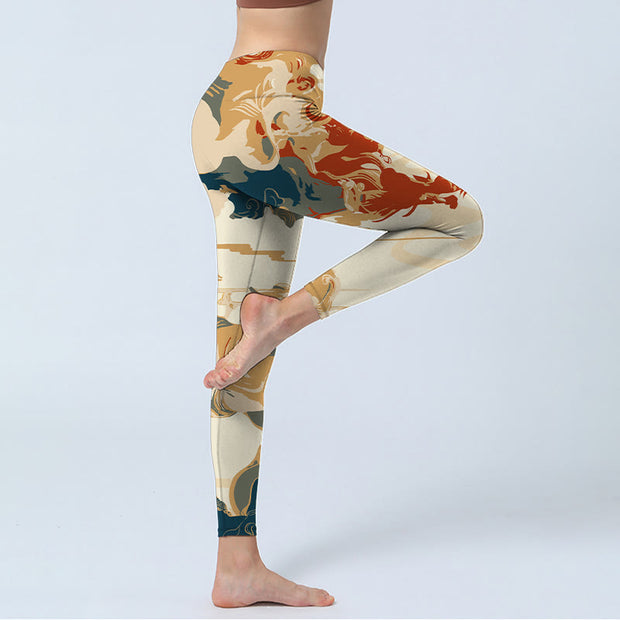 Buddha Stones Colorful Clouds Print Fitness Leggings Women's Yoga Pants