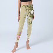 Buddha Stones Flowers Plants Butterfly Print Fitness Leggings Women's Yoga Pants