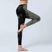 Buddha Stones Ink Painting Mountain Pavilion Print Fitness Leggings Women's Yoga Pants