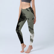 Buddha Stones Ink Painting Mountain Pavilion Print Fitness Leggings Women's Yoga Pants