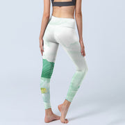 Buddha Stones Mint Green Lotus Leaf Dragonfly Print Exercise Leggings Women's Yoga Pants