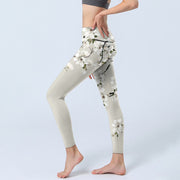 Buddha Stones White Magnolia Flower Print Lycra Fabric Sports Fitness Leggings Women's Yoga Pants Leggings BS 2