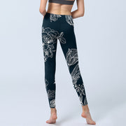 Buddha Stones Peony Epiphyllum Flowers Print Gym Fitness Leggings Women's Yoga Pants