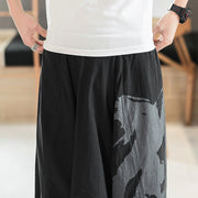 Buddha Stones Simple Summer Calligraphy Cotton Men's Harem Pants With Pockets Men's Harem Pants BS 8