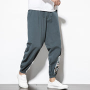 Buddha Stones Summer Dragon Waves Cotton Men's Pants With Pockets Men's Pants BS 4