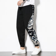 Buddha Stones Summer Dragon Waves Cotton Men's Pants With Pockets Men's Pants BS 13