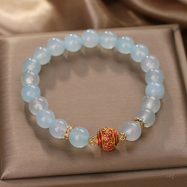 Buddha Stones Natural Aquamarine Flower Bead Healing Bracelet Bracelet BS 1