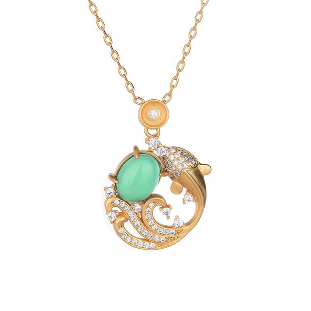 FREE Today: Auspiciousness And Happiness Green Chalcedony Koi Fish Necklace Pendant FREE FREE 4