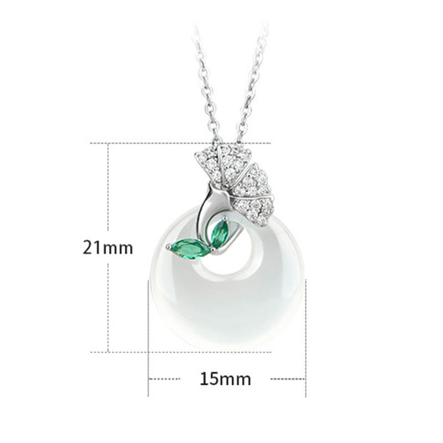 FREE Today: Positive And Harmony Natural Chalcedony Ginkgo Leaf Peace Buckle Necklace Pendant