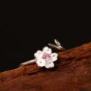 FREE Today: Happiness and Hope 925 Sterling Silver Cherry Blossom Sakura Flower Adjustable Ring FREE FREE 3