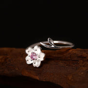 FREE Today: Happiness and Hope 925 Sterling Silver Cherry Blossom Sakura Flower Adjustable Ring FREE FREE 7