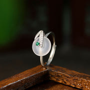 FREE Today: Bring Luck And Wealth Chalcedony Bamboo Leaf Pattern Adjustable Ring