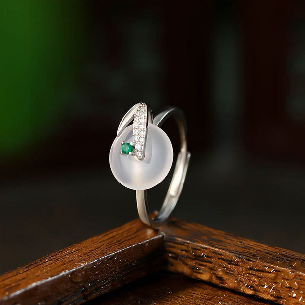 FREE Today: Bring Luck And Wealth Chalcedony Bamboo Leaf Pattern Adjustable Ring FREE FREE 1