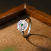 FREE Today: Bring Luck And Wealth Chalcedony Bamboo Leaf Pattern Adjustable Ring FREE FREE 44-46.5mm(Adjustable)