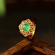 FREE Today: Courage And Insight Green Chalcedony Hollow Pattern Adjustable Ring FREE FREE 44-46.5mm(Adjustable)