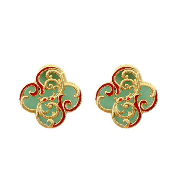 FREE Today: Luck and Hope 925 Sterling Silver Posts Jade Four Leaf Clover Earrings