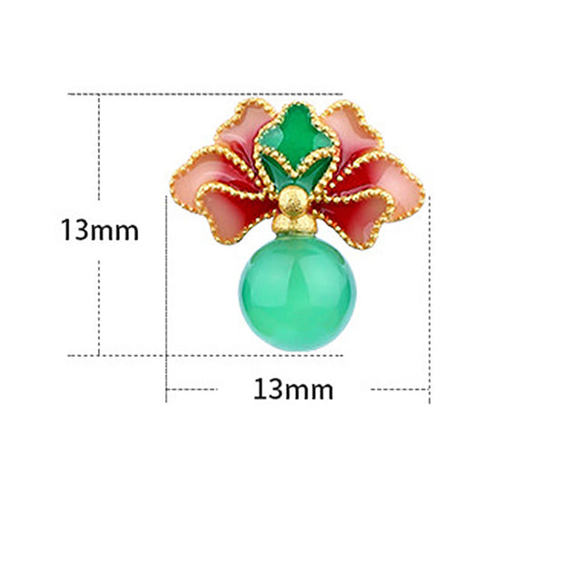 FREE Today: Enhance Self-Confidence 925 Sterling Silver Posts Green Chalcedony Good Luck Lotus Stud Earrings