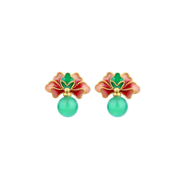 FREE Today: Enhance Self-Confidence 925 Sterling Silver Posts Green Chalcedony Good Luck Lotus Stud Earrings FREE FREE 3