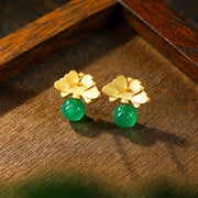 FREE Today: Enhance Self-Confidence 925 Sterling Silver Posts Green Chalcedony Good Luck Lotus Stud Earrings FREE FREE 1