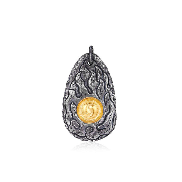 Buddha Stones 999 Sterling Silver 999 Gold Tai Chi Yin Yang Necklace Pendant Necklaces & Pendants BS Pendant